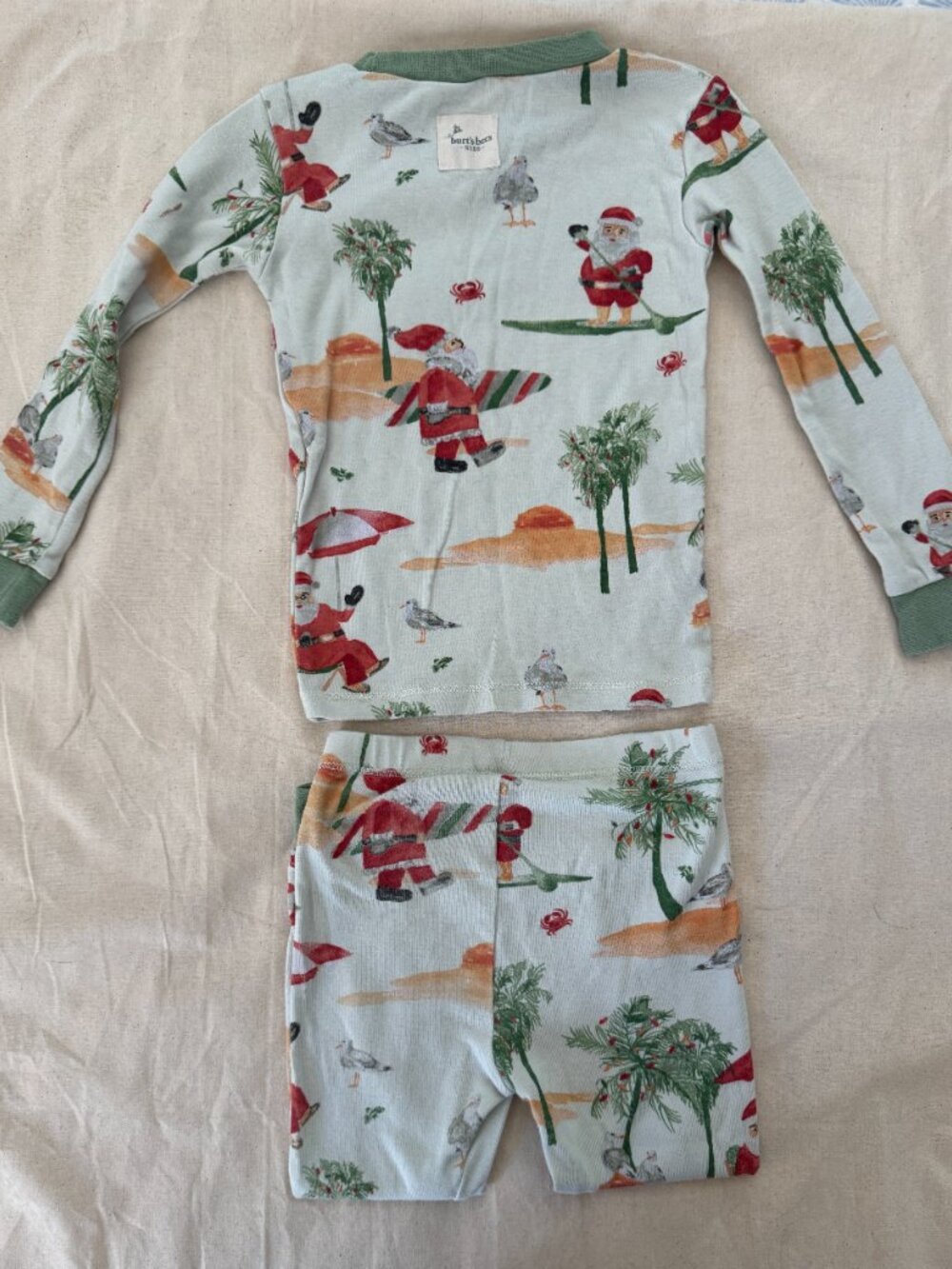 Burt's Bees Pajamas with Santa at the Beach Pattern - Size 2T - Picture 4 of 4